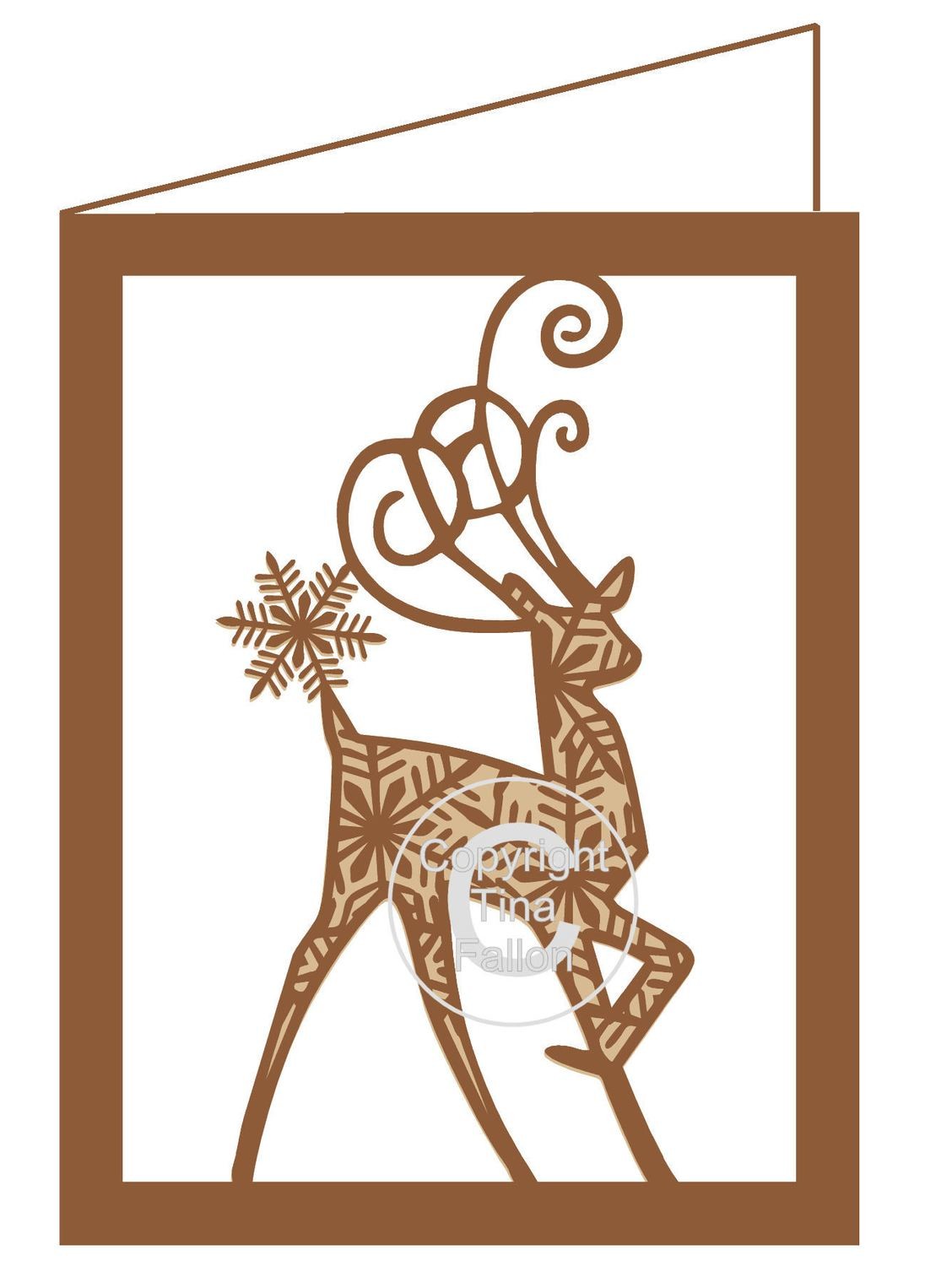 Snowflake Reindeer Christmas Card Template