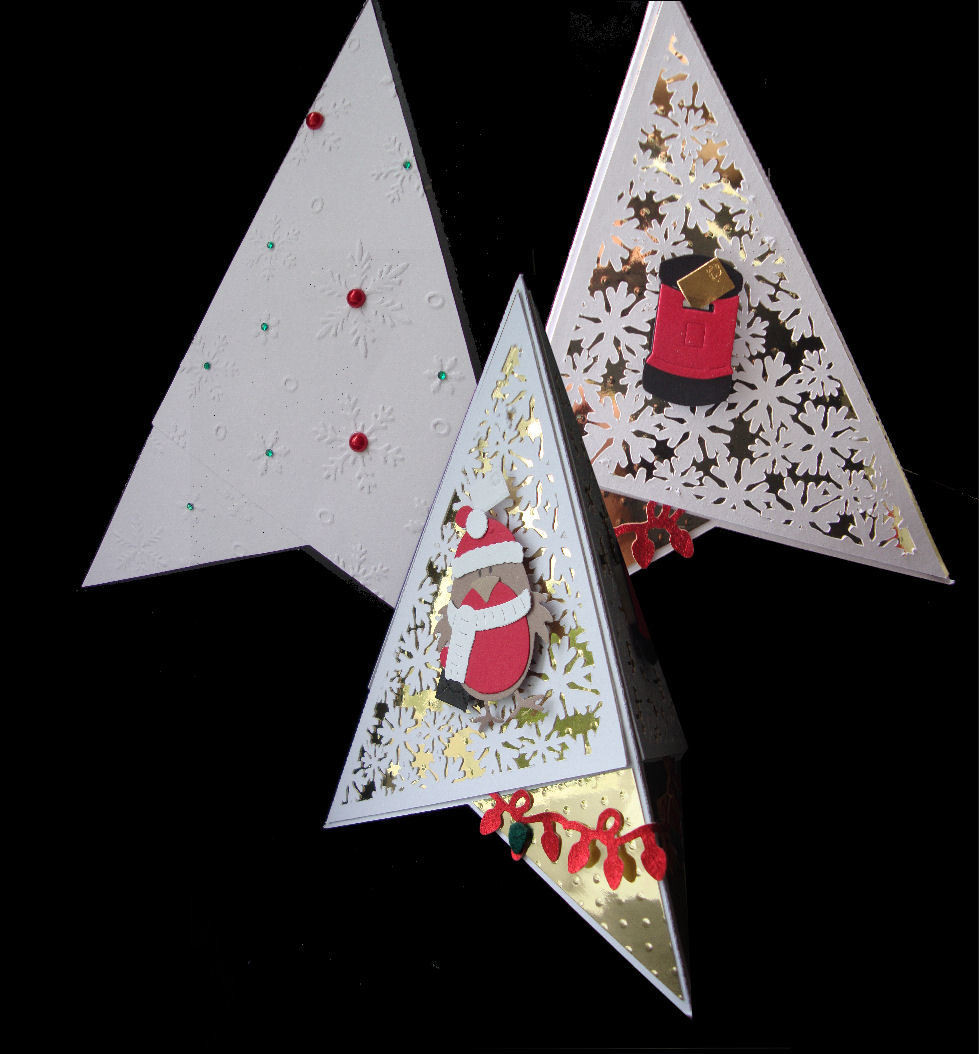 Pyramid Card with 4 Snowflake cut out panels