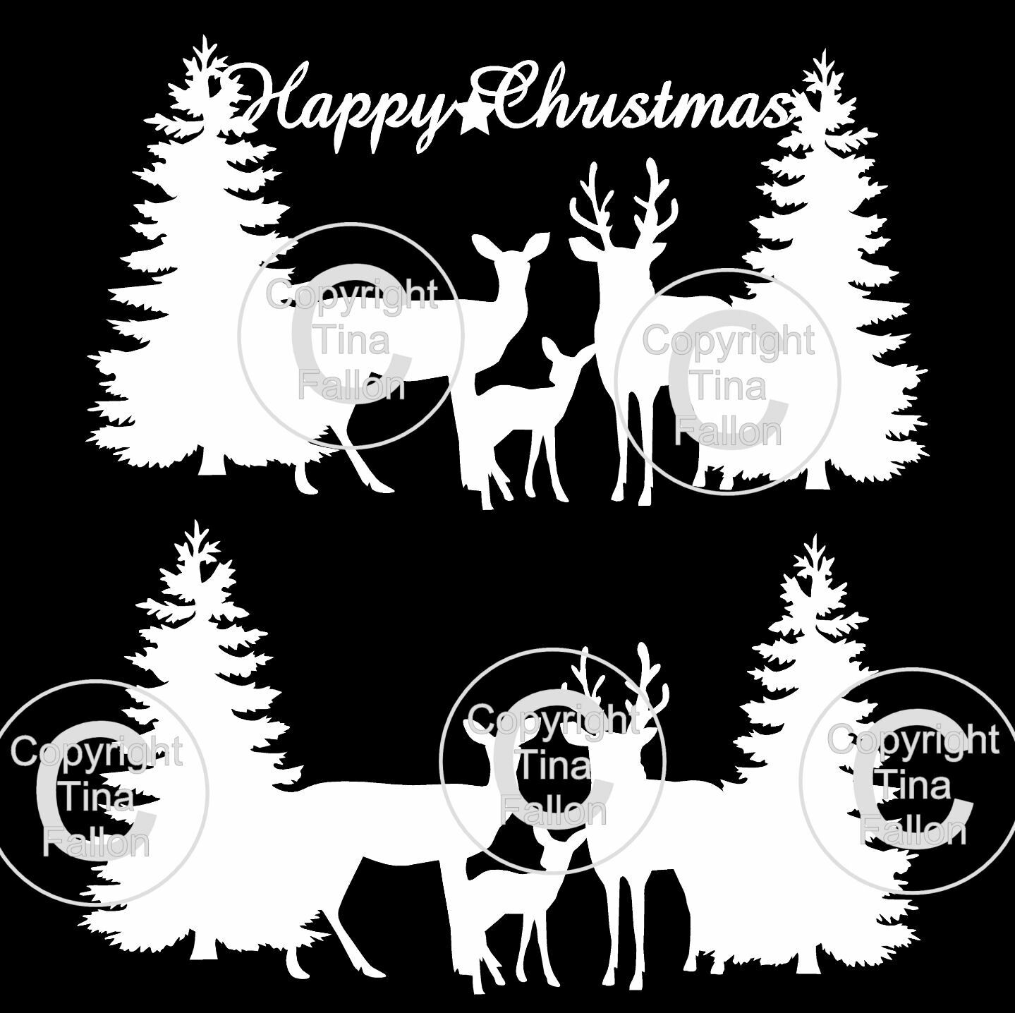 Deer In Forest Christmas Toppers x 2