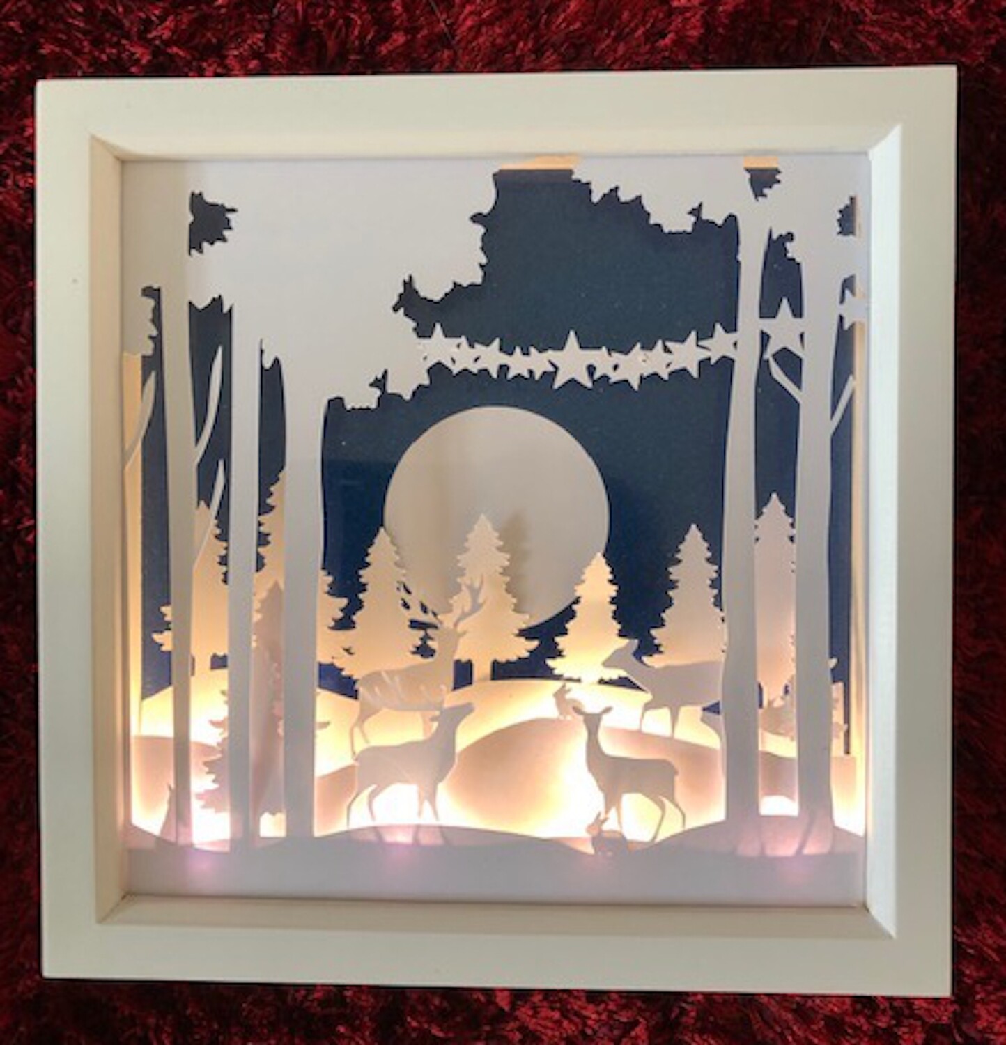 Download Deer In Forest Christmas 3d Light Box Shadow Box Svg