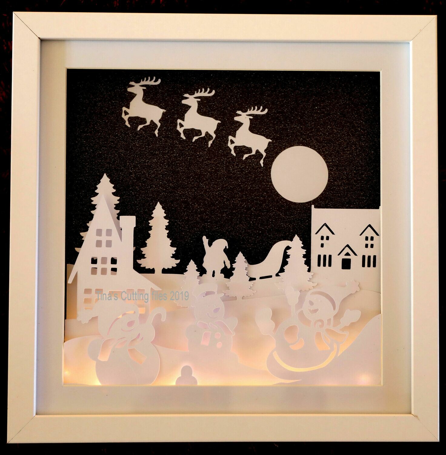 Download Snowman Christmas Scene 3d Light Box Cutting File