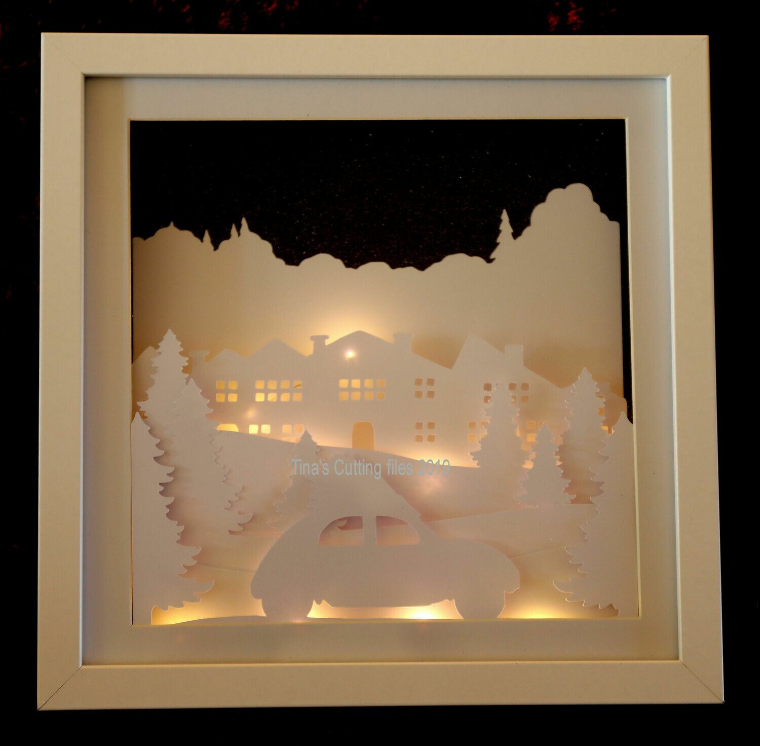 Download Red Car Driving Home For Christmas Light Shadow Box Svg 3D SVG Files Ideas | SVG, Paper Crafts, SVG File