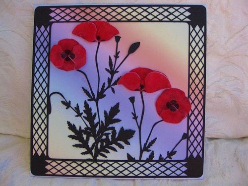 Poppy Frame (cut file) with 3d decoupage sheet for the poppies PNC