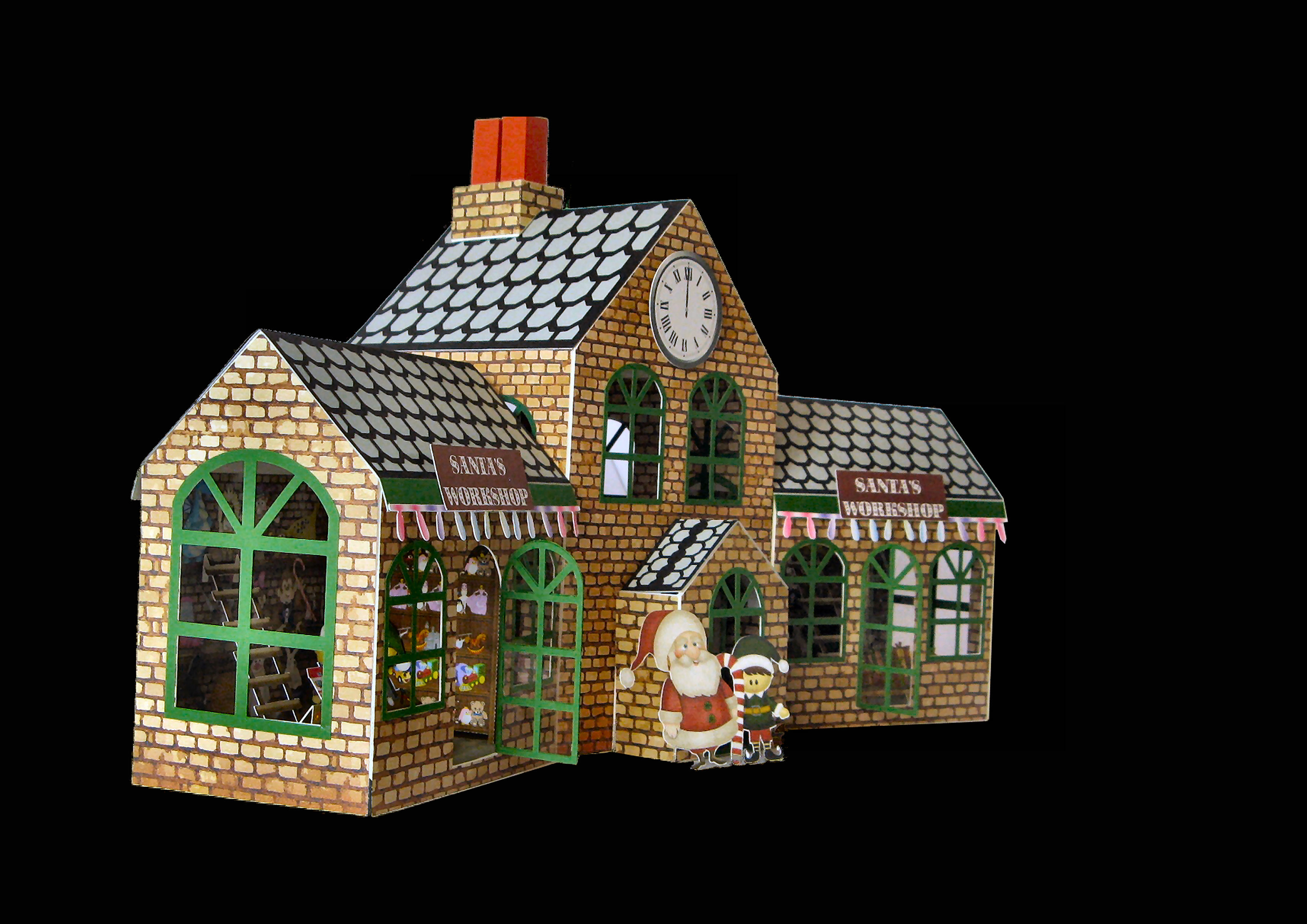 Download Santa S Workshop Train Station 3d Model 2 Storey Main Building And Side Workshop Svg Format