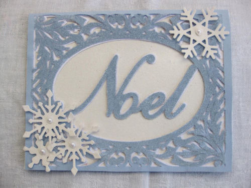 Christmas Card Template - Noel in a pretty frame setting 2 layered