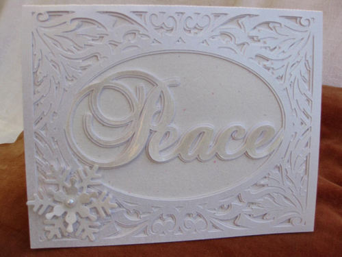 Christmas Card Template - Peace in a pretty frame setting 2 layered