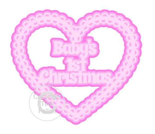 Christmas Heart Babies 1st Card Topper / Hanging Ornament
