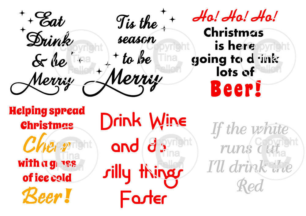 Christmas Drinks - ideal for vinyl application on wine / beer glasses - studio format