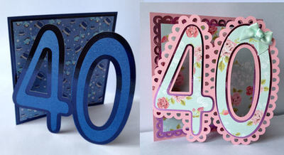 40th Shaped Card Templates x 2 cards (with layering)
