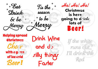 Christmas Drinks - ideal for vinyl application on wine / beer glasses - studio format