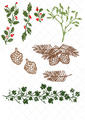 Festive Foilage for Christmas, Holly Mistletoe Pine Cone, Pine Bough and Ivy.