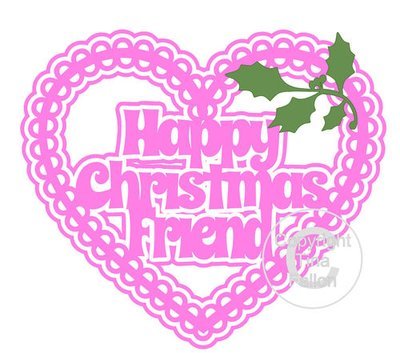 Christmas Heart Friend Card Topper / Hanging Ornament