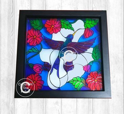 Hummingbird Scene - great with stained glass vinyl SVG format