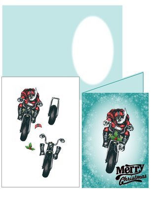 Bikers Motorbike Christmas Card 3d Silhouette studio print n cut or handcut jpeg