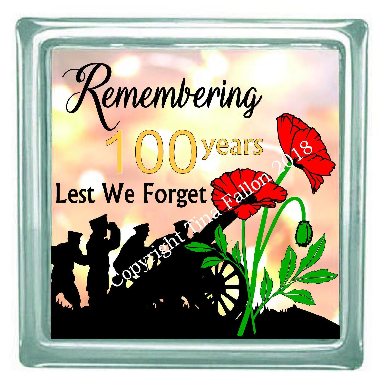 Remembrance Day , Poppy Day , Armistice Day Design for Canvas, glass blocks etc design 2