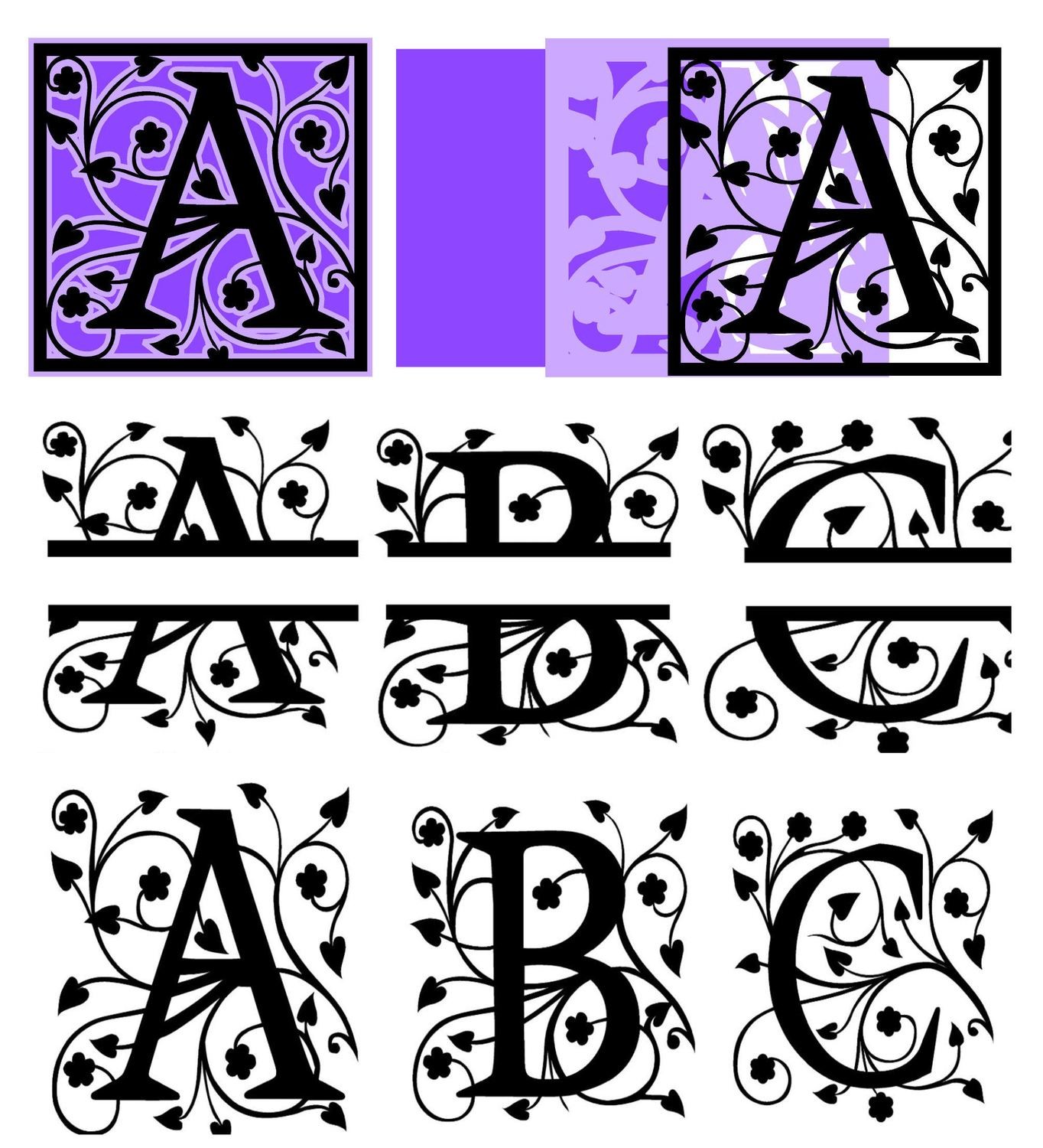All 3 sets of fancy A - Z Alphabet Alphas 3 for the price of 2