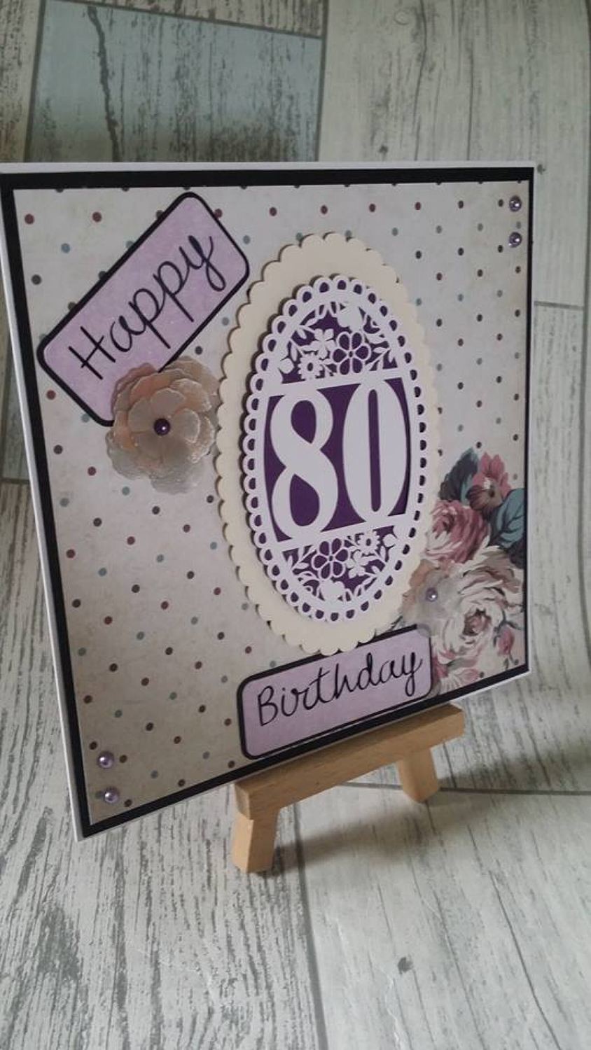 80th Birthday oval card topper - studio