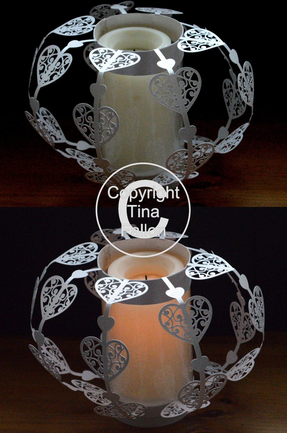 Filigree Hearts Luminaire Great table centrepiece for Weddings and Parties.