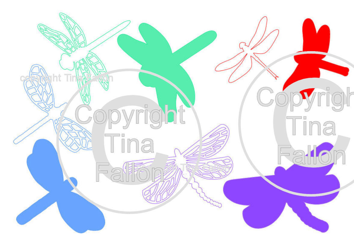 Set of 4 Dragonflies each with it own backer/under layer