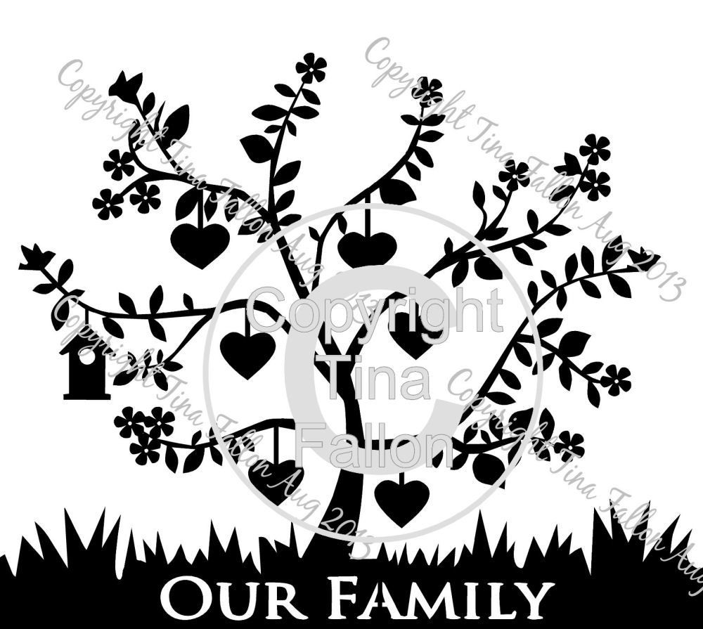 Family Tree for 6 can be personalised with names and dates
