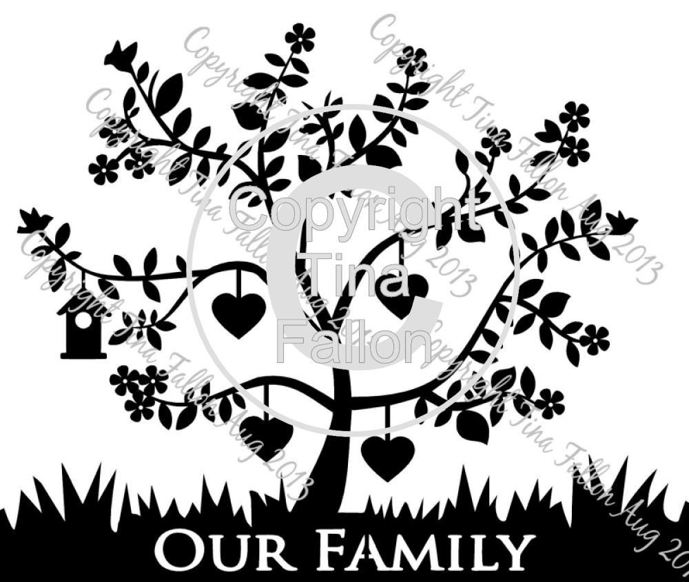 Family Tree for 4 can be personalised with names and dates