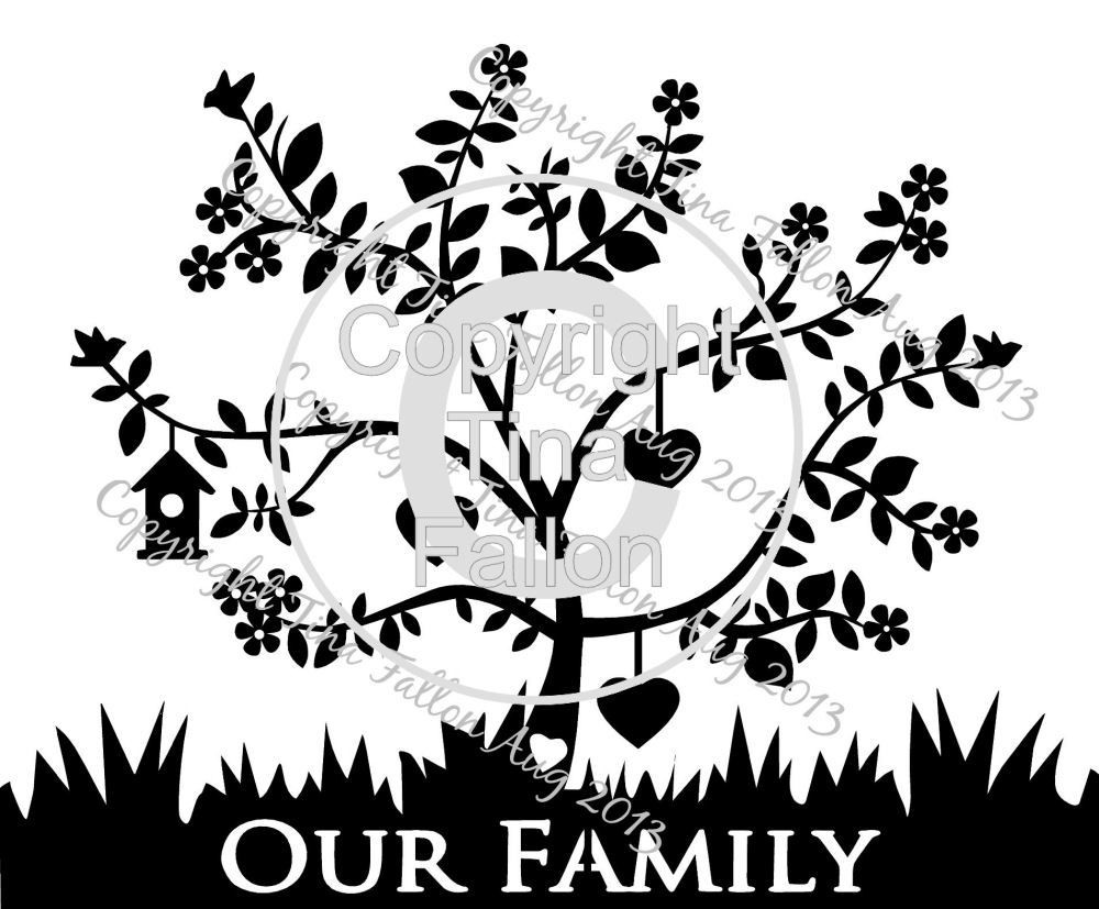 Family Tree for 3 can be personalised with names and dates