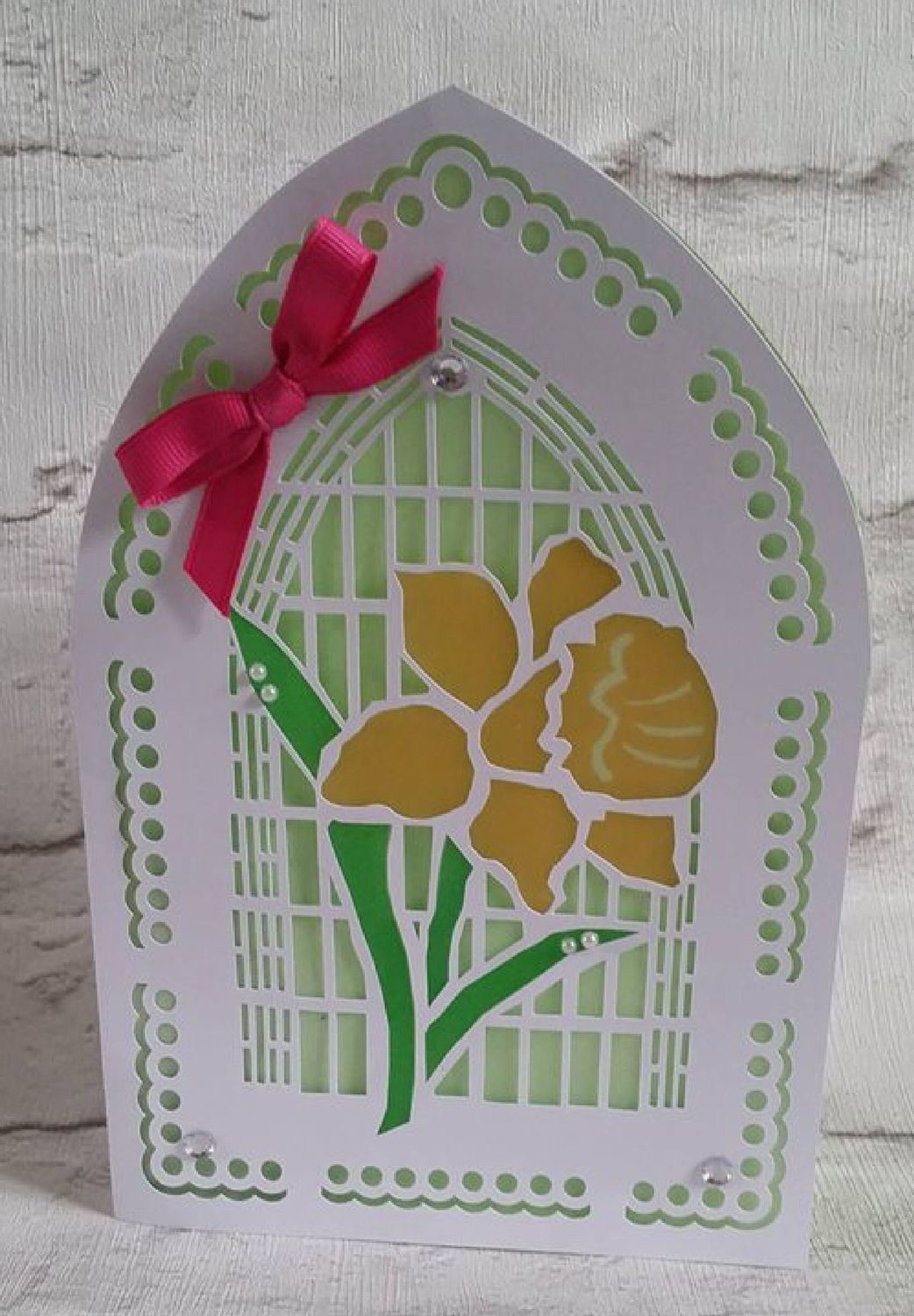 Easter Daffodil Church window card - studio cutting file