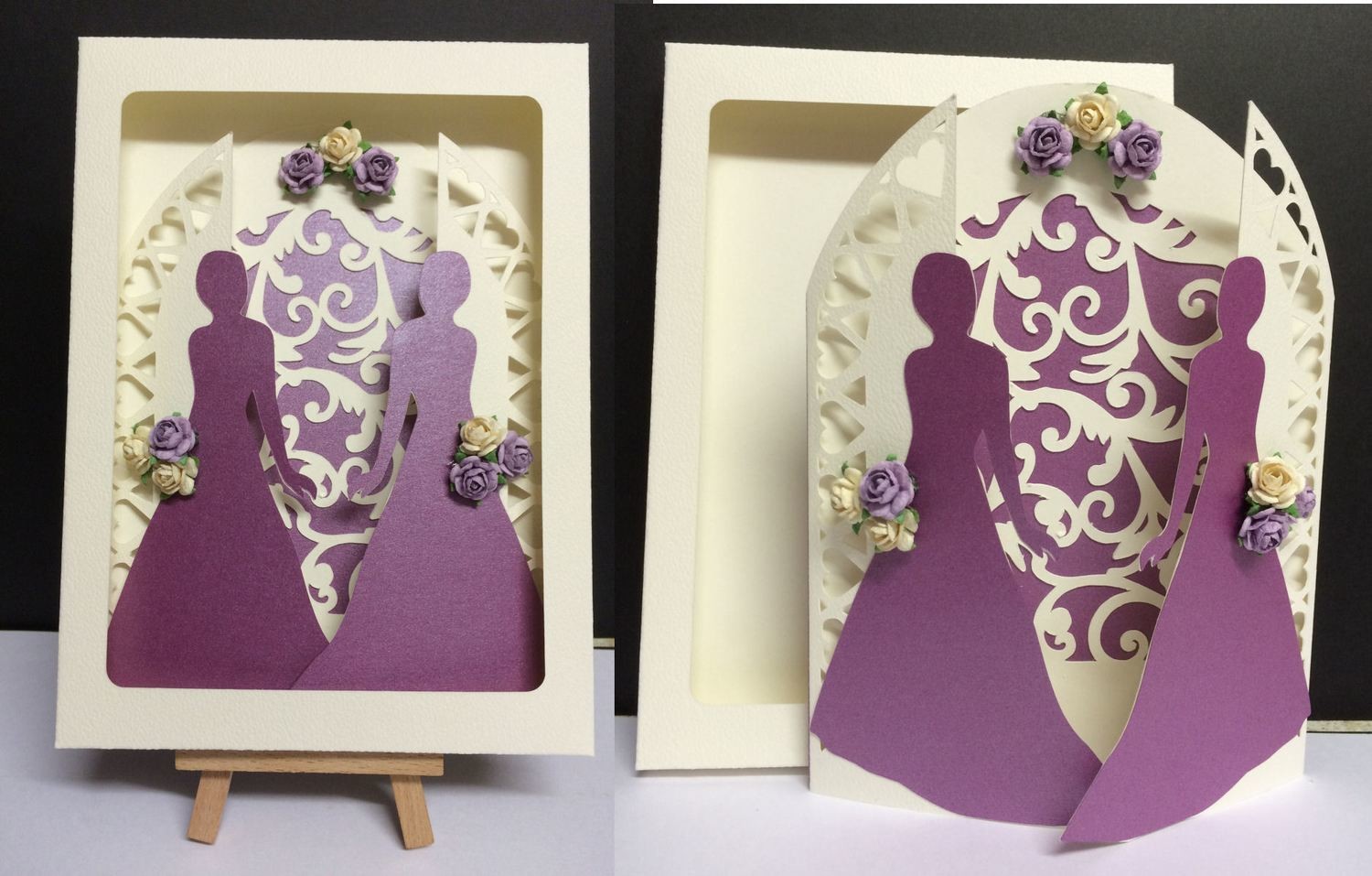 Civil Partnership Wedding Day Gatefold with Bride and Bride and box