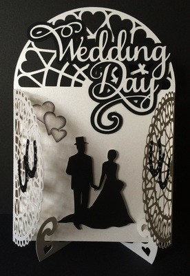 Wedding Day Arched Gatefold with display stand