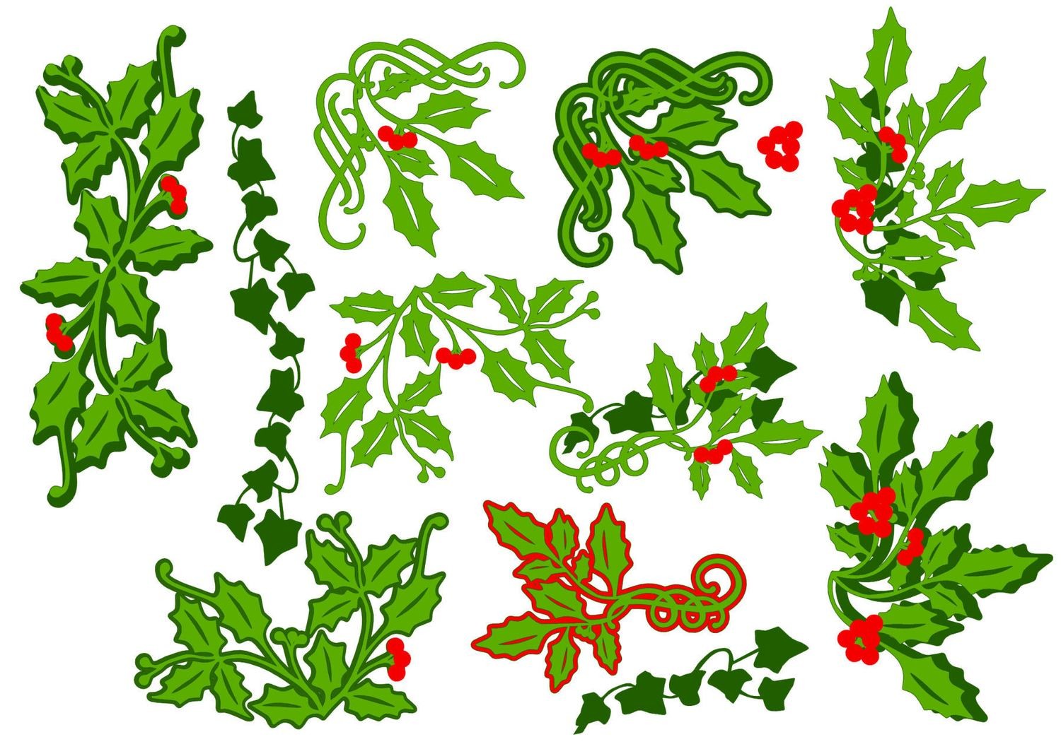 Christmas Holly and Ivy selection - layered border, corners