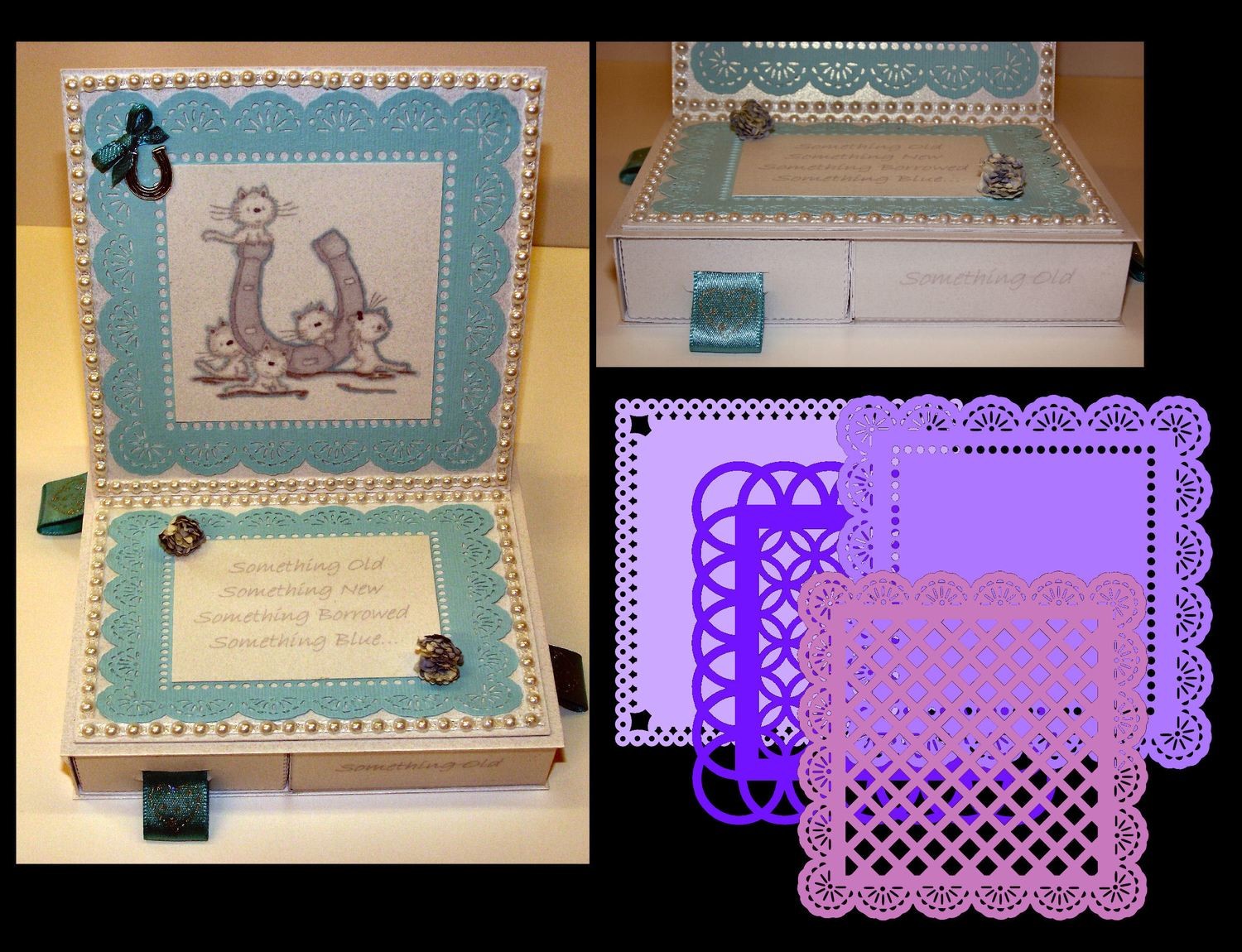 Square Easel Card with 4 Underdrawers choice No 2 with 4 Doilies