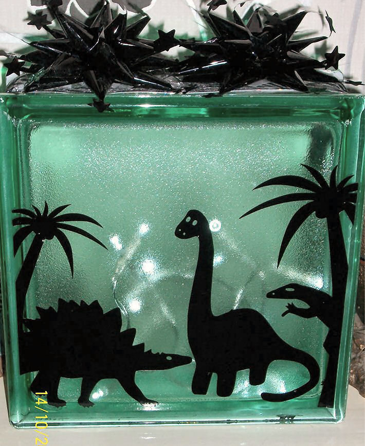Dinosaur Glass Block Tile Design