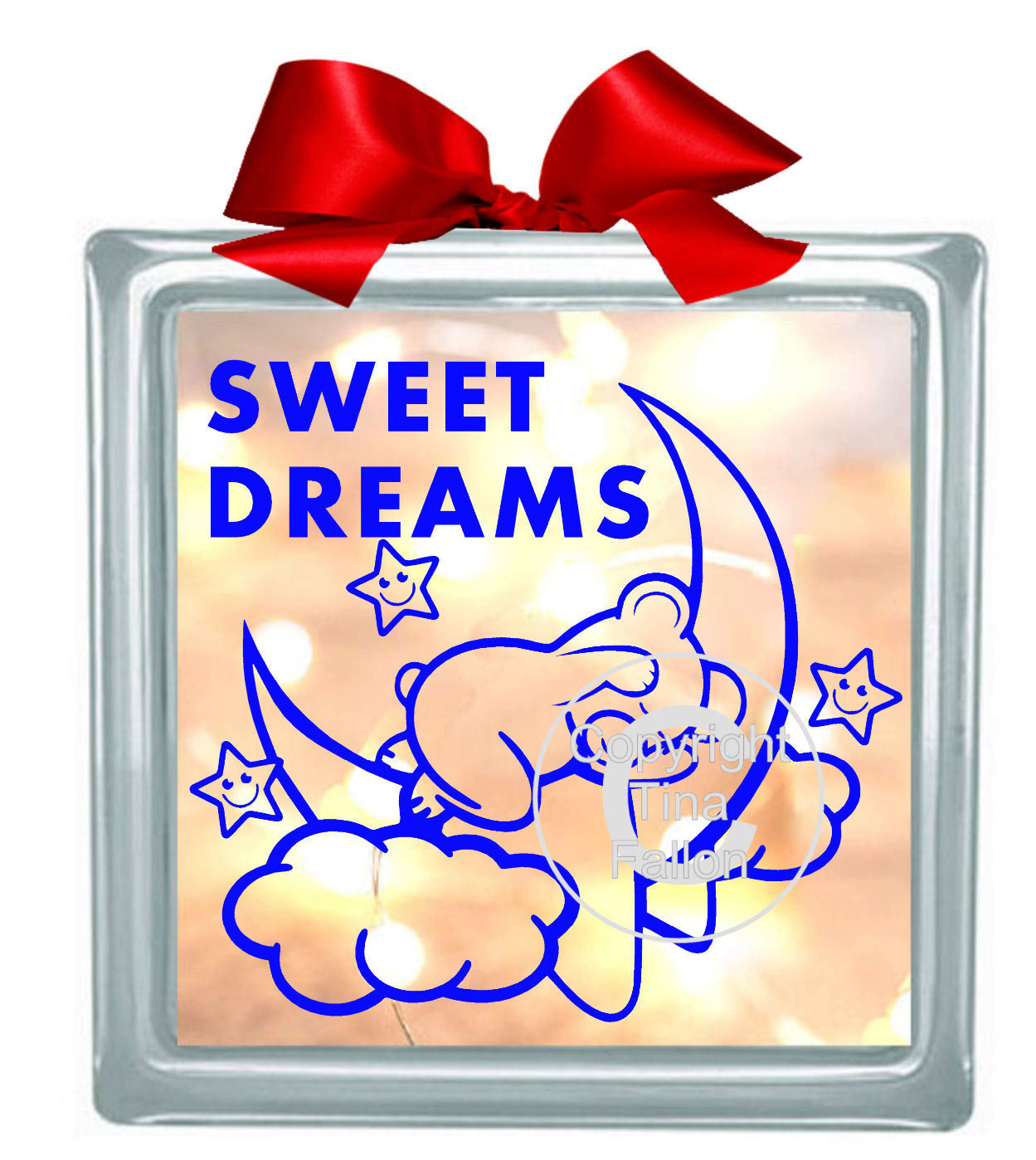 SWEET DREAMS BEAR Glass BlockDesign please read INFO in item