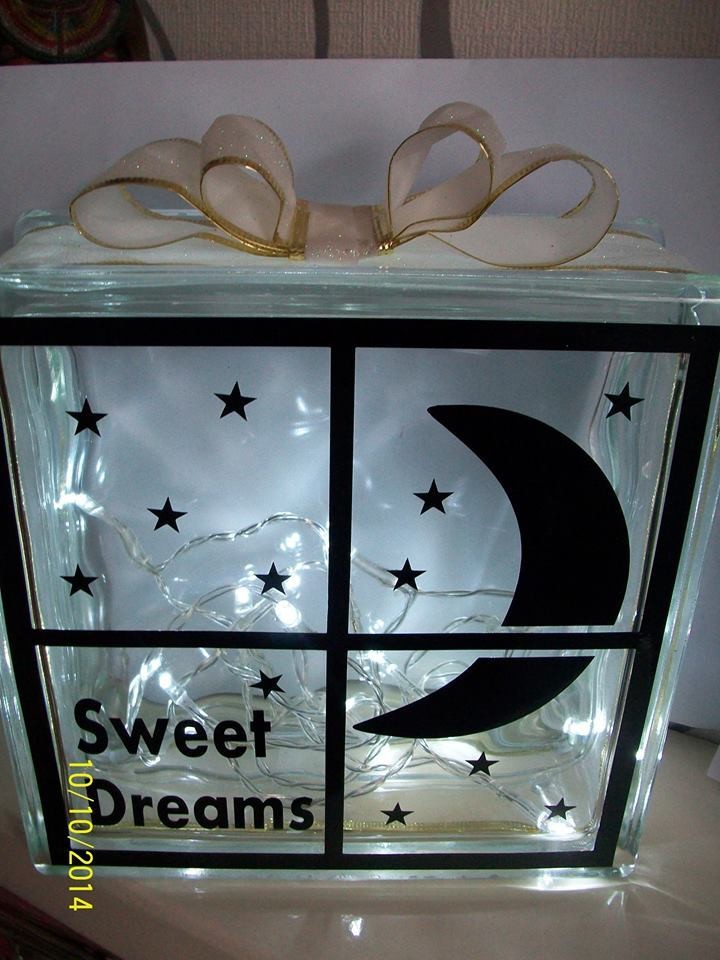 Moon Thru Window (Can be personalised) Baby - Glass Block Tile Design 6x6 inches