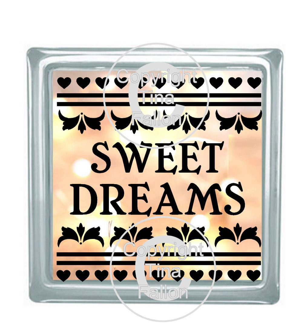SWEET DREAMS Glass Block Tile Design 6x6 inches