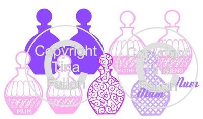 Perfume Bottle Card and 6 toppers