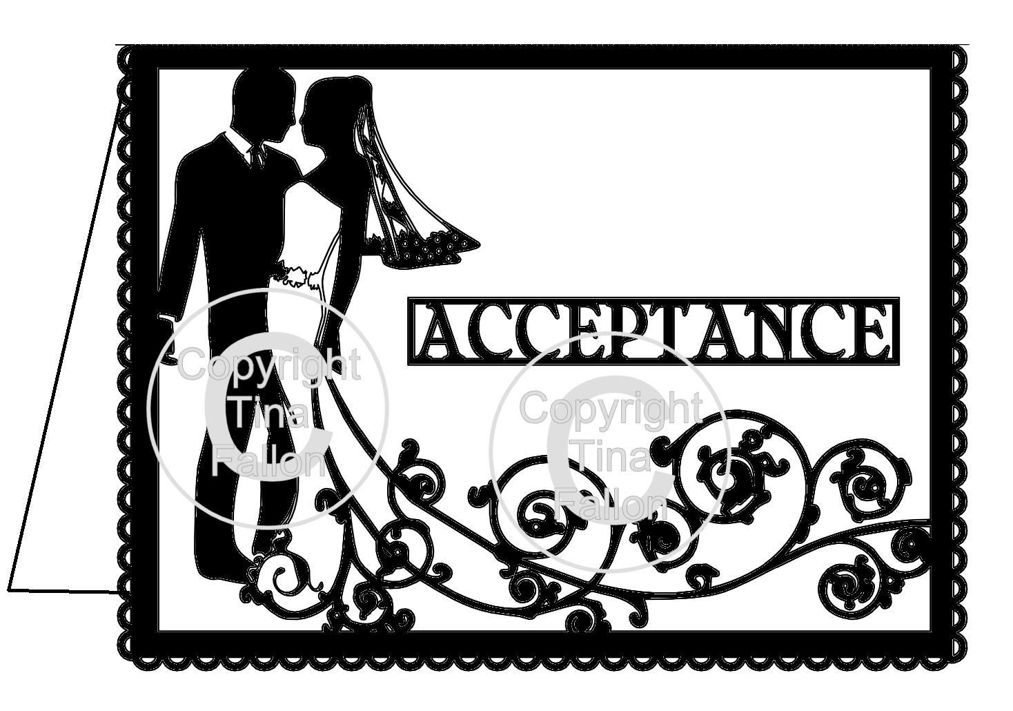Wedding Acceptance Card Groom and Bride Swirl please read info