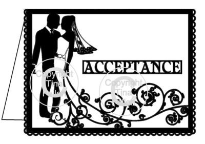Wedding Acceptance Card Groom and Bride Swirl please read info