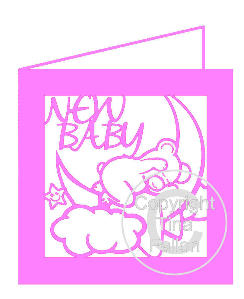 New Baby Card Baby Bear on Moon PLEASE READ INFO