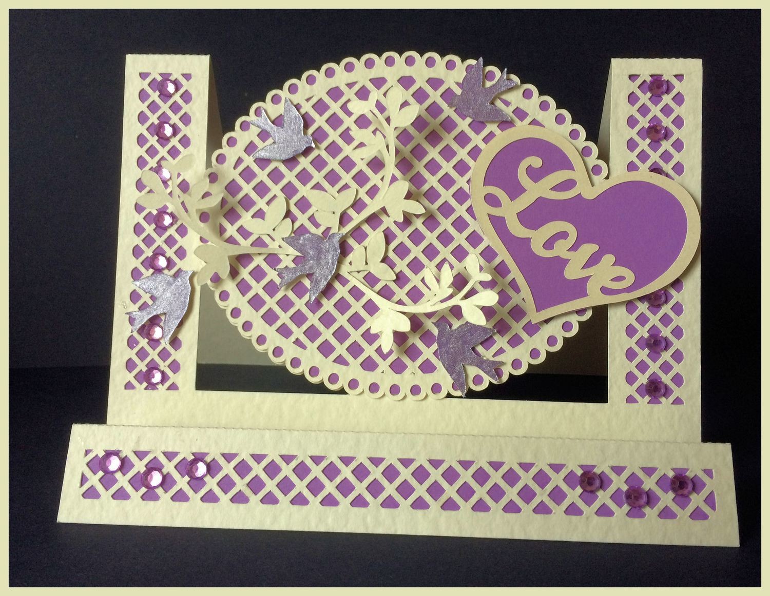 Stepper Card - Oval with trellis cutwork and layering - studio format