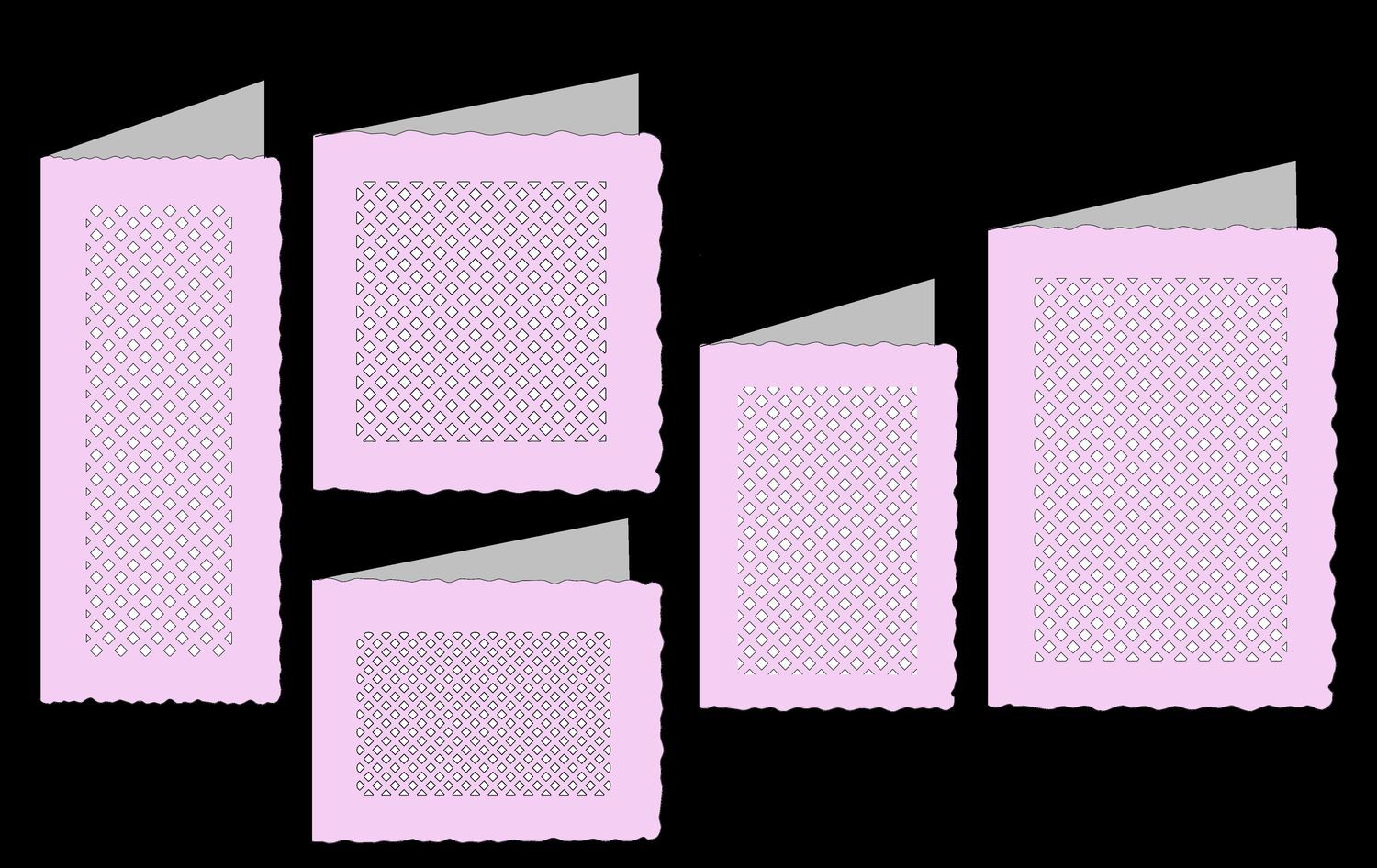 Deckle Edge Cards Set 3 with lattice panel Set of 5