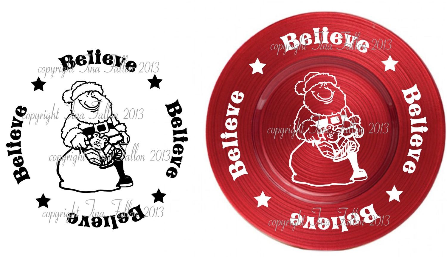 Santa Vinyl design for Christmas charger plates