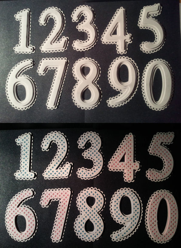Set of Scalloped and lattice numbers 0 - 9