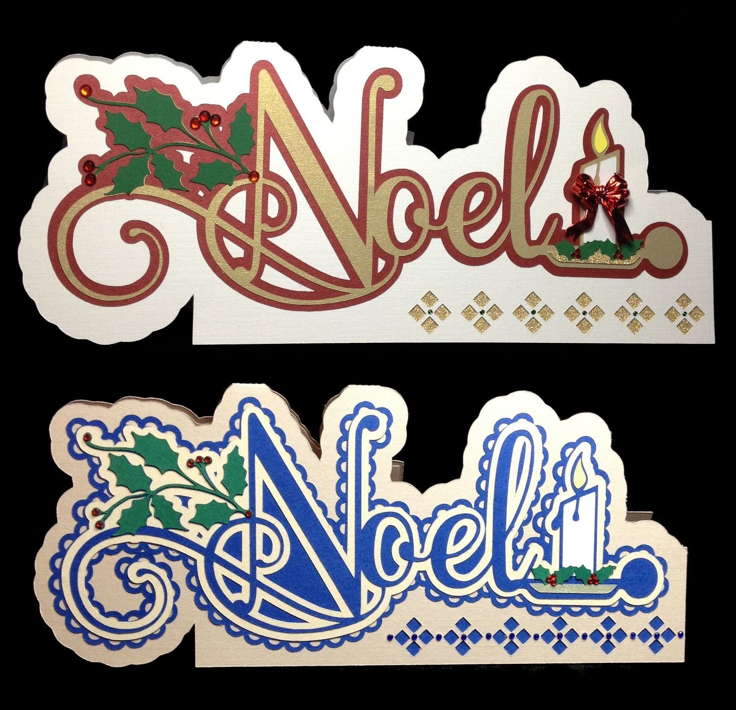 Layered Christmas NOEL Greeting Card and Topper with Candle