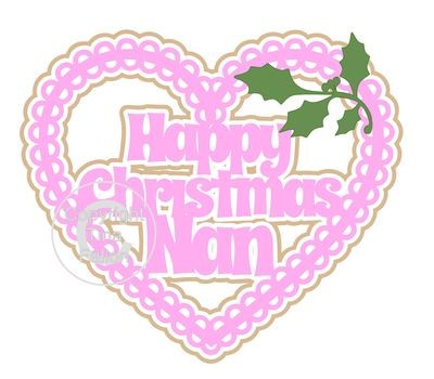 Christmas Heart Nan Card Topper / Hanging Ornament