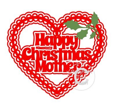 Christmas Heart Mother Card Topper / Hanging Ornament