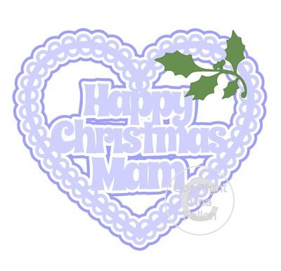 Christmas Heart Mam Card Topper / Hanging Ornament