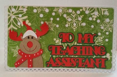 Happy Christmas Teaching Teacher Assistant Rudolph - CARD TEMPLATE