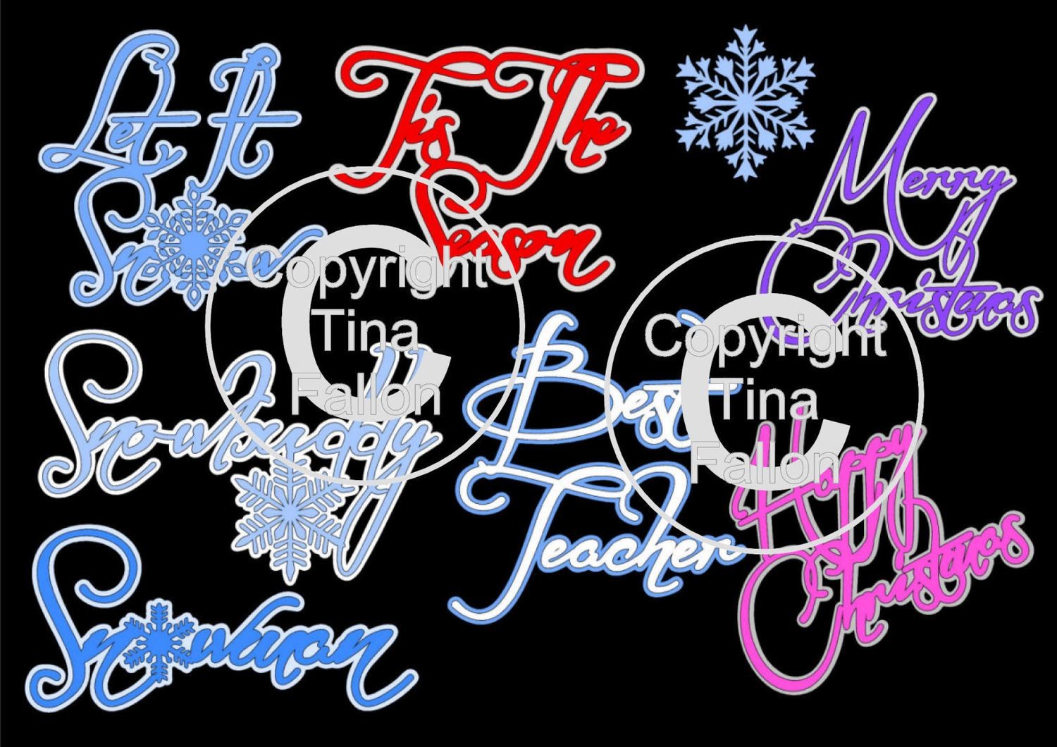 Christmas sentiments snow themed words
