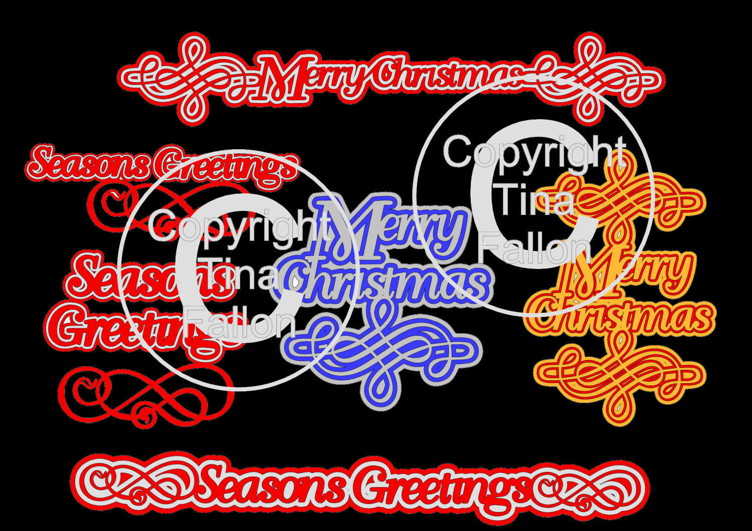 Christmas With a Flourish 6 layered sentiment toppers